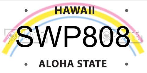SWP808 Hawaii License Plate