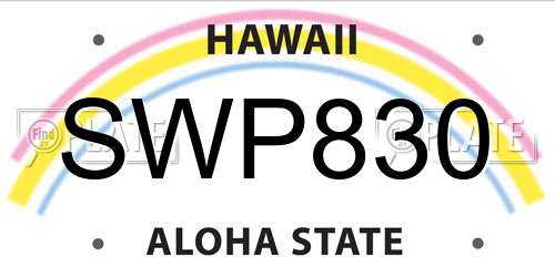 SWP830 Hawaii License Plate