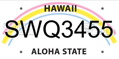SWQ3455 Hawaii License Plate