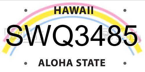 SWQ3485 Hawaii License Plate