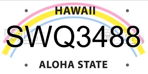 SWQ3488 Hawaii License Plate