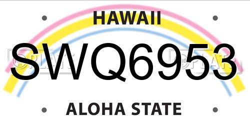 SWQ6953 Hawaii License Plate