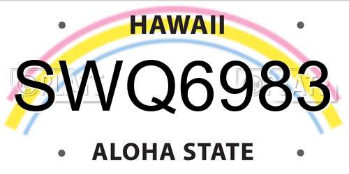 SWQ6983 Hawaii License Plate