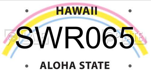 SWR065 Hawaii License Plate