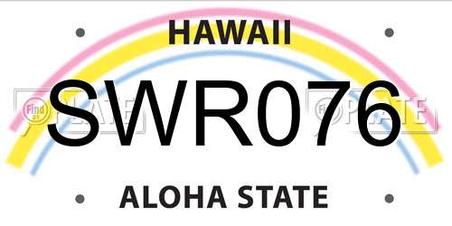 SWR076 Hawaii License Plate