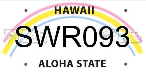 SWR093 Hawaii License Plate