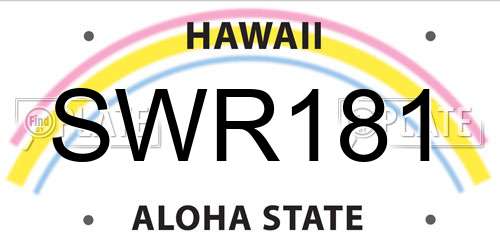 SWR181 Hawaii License Plate