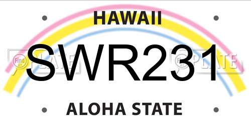 SWR231 Hawaii License Plate