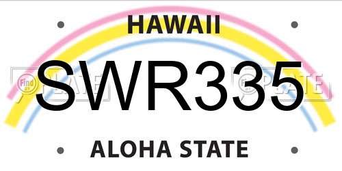 SWR335 Hawaii License Plate
