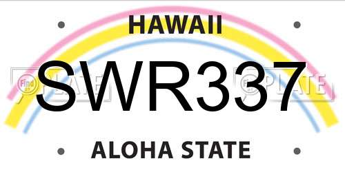 SWR337 Hawaii License Plate