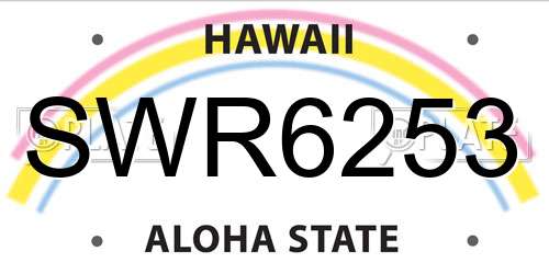 SWR6253 Hawaii License Plate