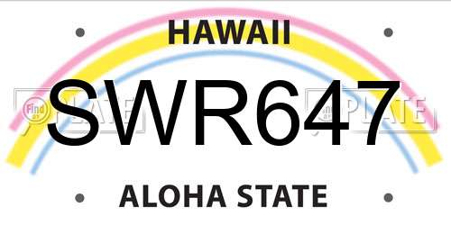 SWR647 Hawaii License Plate