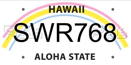 SWR768 Hawaii License Plate