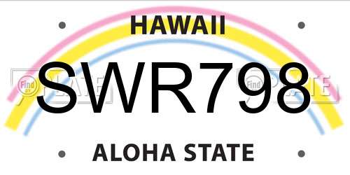 SWR798 Hawaii License Plate