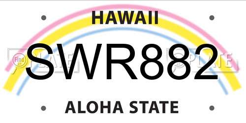 SWR882 Hawaii License Plate