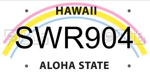 SWR904 Hawaii License Plate