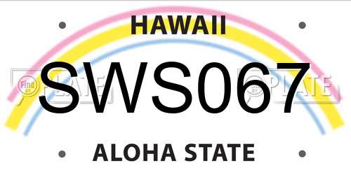 SWS067 Hawaii License Plate