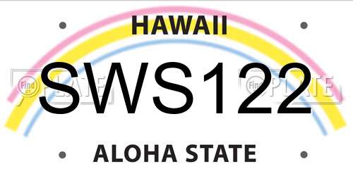 SWS122 Hawaii License Plate