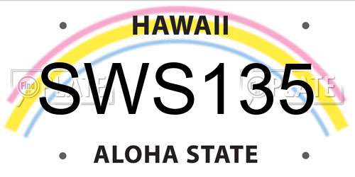 SWS135 Hawaii License Plate