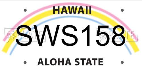 SWS158 Hawaii License Plate