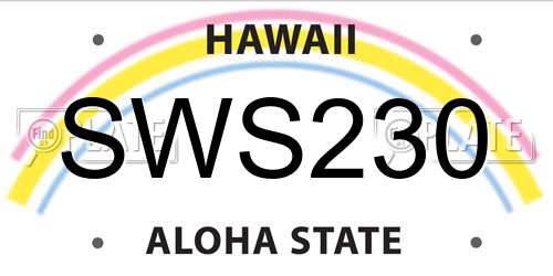 SWS230 Hawaii License Plate