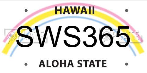 SWS365 Hawaii License Plate