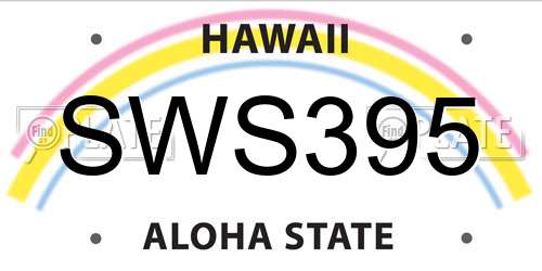 SWS395 Hawaii License Plate