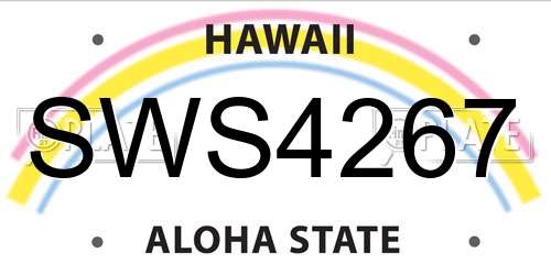 SWS4267 Hawaii License Plate