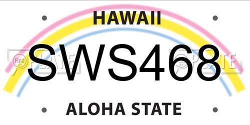 SWS468 Hawaii License Plate