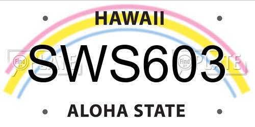 SWS603 Hawaii License Plate