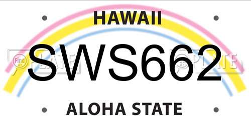 SWS662 Hawaii License Plate