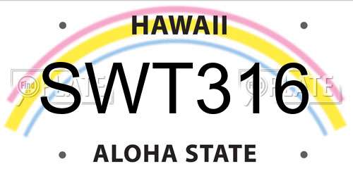 SWT316 Hawaii License Plate