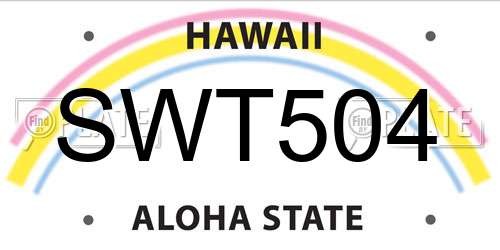 SWT504 Hawaii License Plate