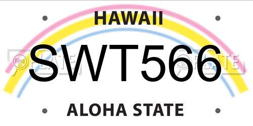 SWT566 Hawaii License Plate