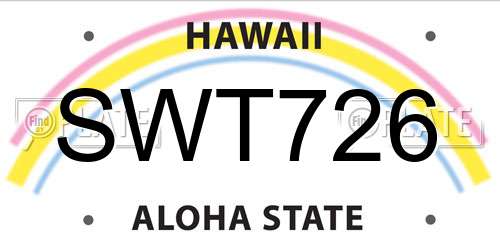 SWT726 Hawaii License Plate