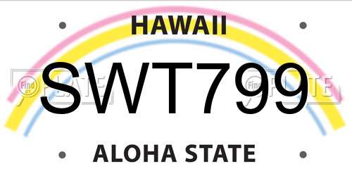 SWT799 Hawaii License Plate