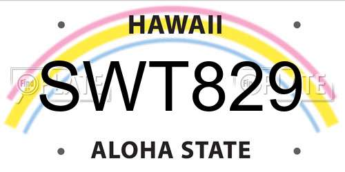 SWT829 Hawaii License Plate