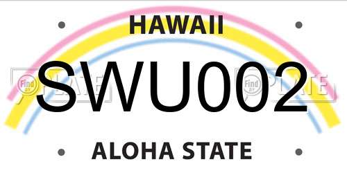 SWU002 Hawaii License Plate