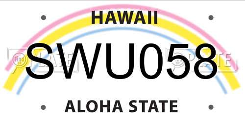 SWU058 Hawaii License Plate