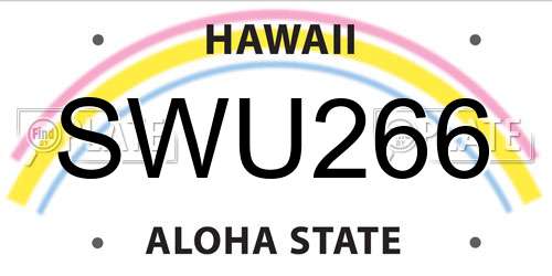 SWU266 Hawaii License Plate