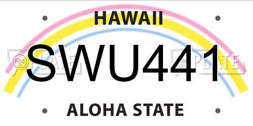 SWU441 Hawaii License Plate