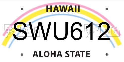 SWU612 Hawaii License Plate