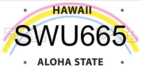 SWU665 Hawaii License Plate