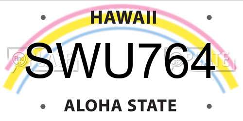 SWU764 Hawaii License Plate