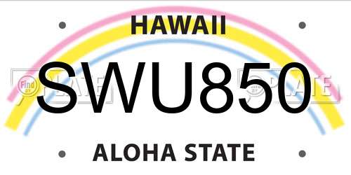 SWU850 Hawaii License Plate