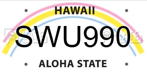 SWU990 Hawaii License Plate