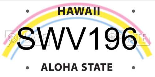 SWV196 Hawaii License Plate