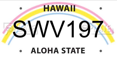 SWV197 Hawaii License Plate