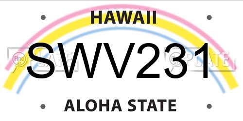 SWV231 Hawaii License Plate