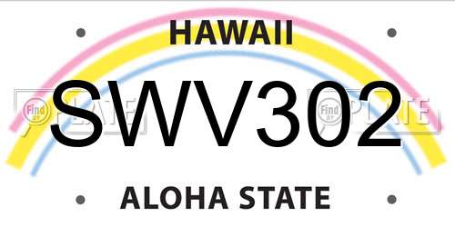 SWV302 Hawaii License Plate